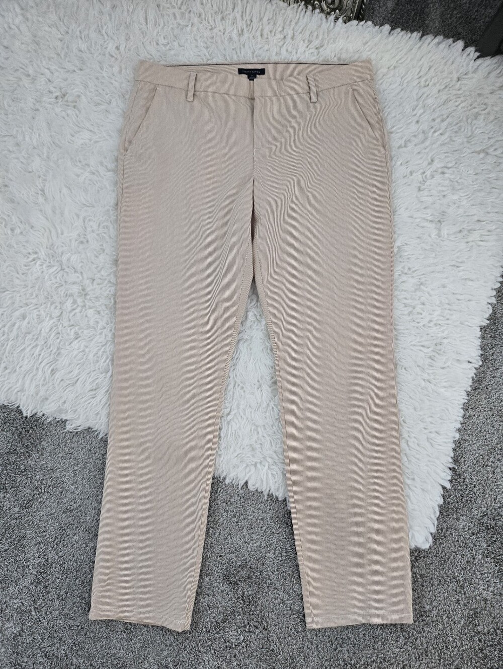 Tommy Hilfiger Tan Seersucker Straight Leg Dress Pant. Size 10.
